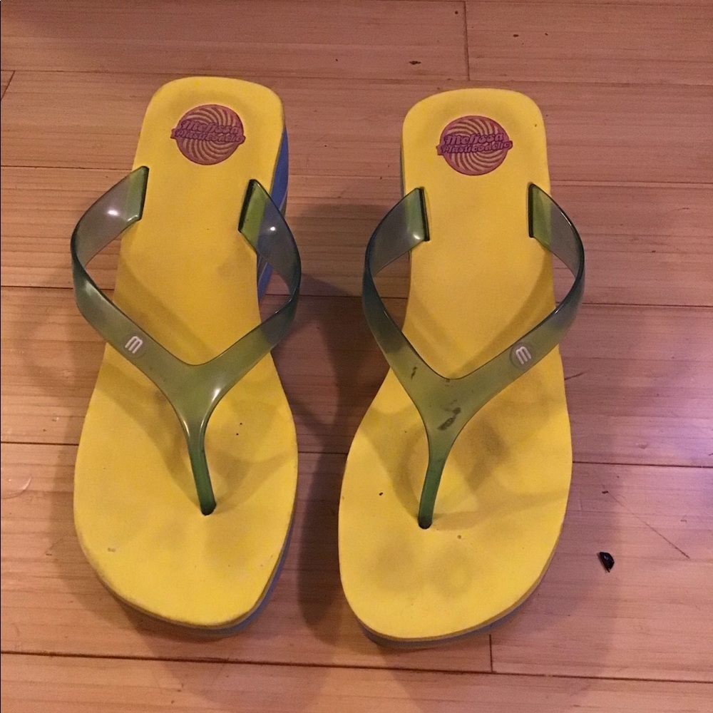 Yellow platform flip flops
